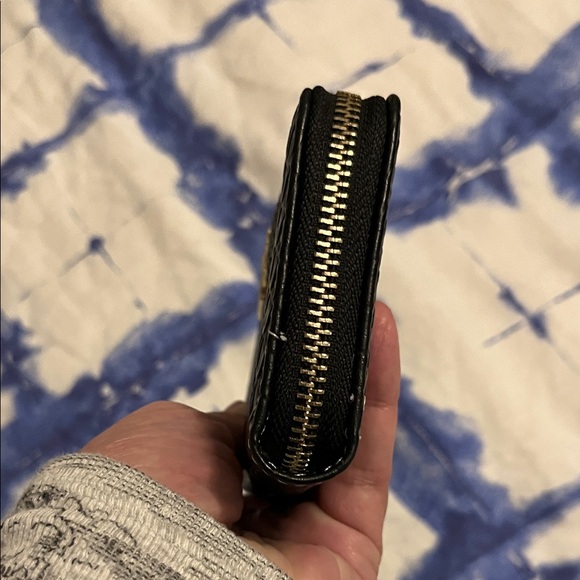 Coach Black Quilted Zip Wallet with Gold Crest - Picture 2 of 5